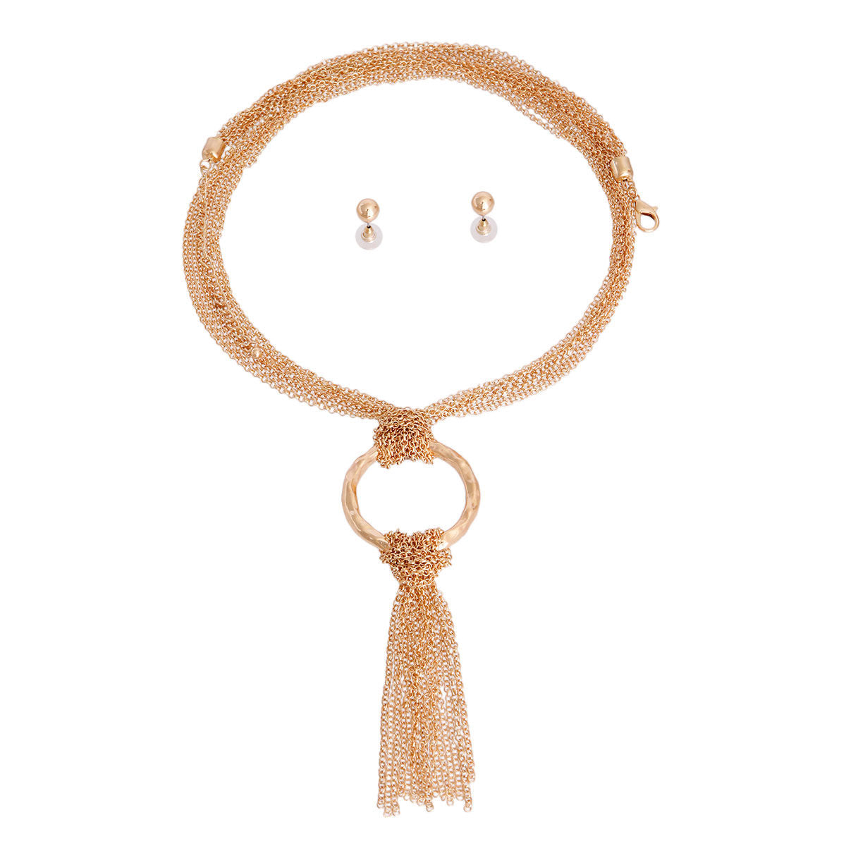 Multi Strand Gold Chain Ring Necklace|27 inches - Premium Wholesale Jewelry from Pinktown - Just $18! Shop now at chiquestyles