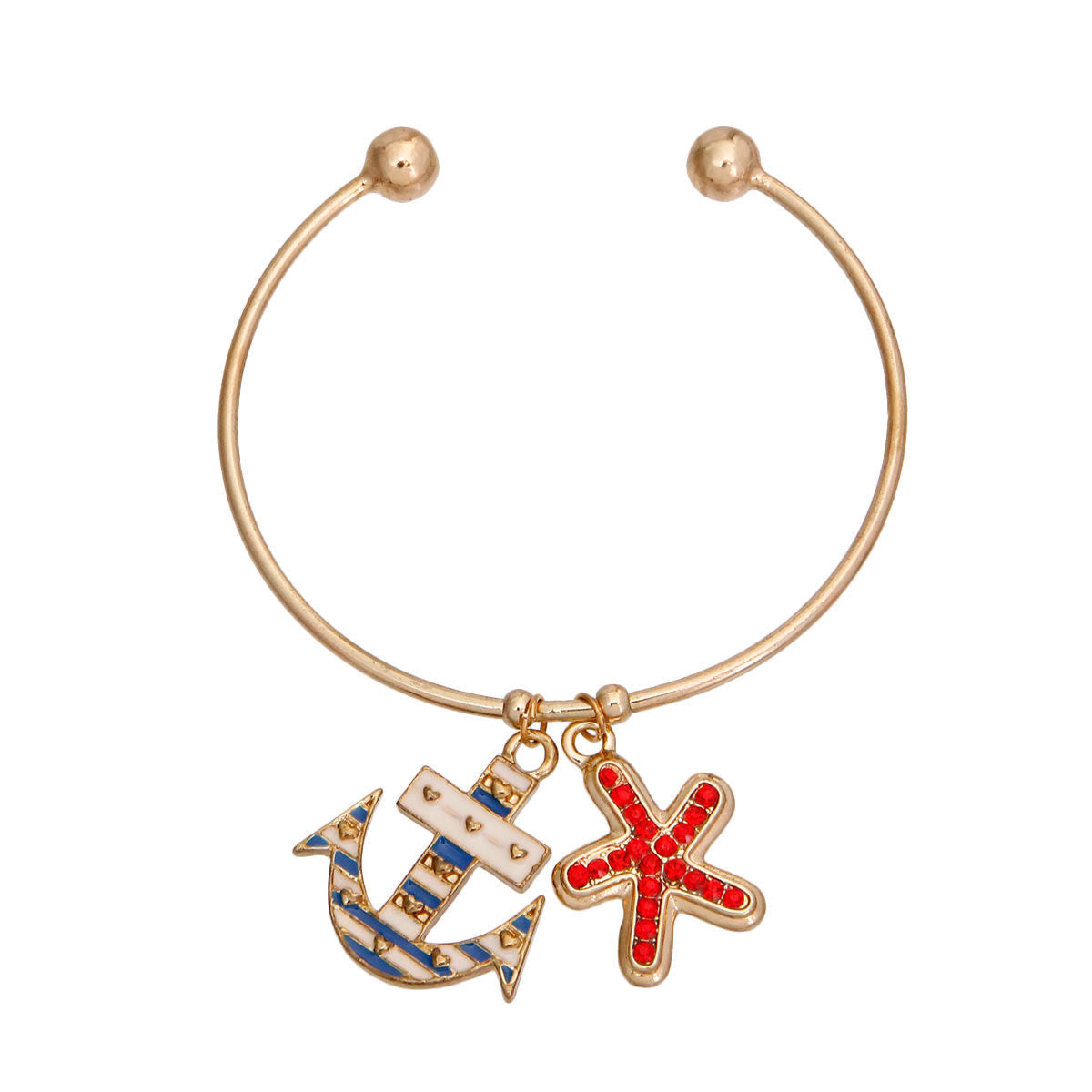 Burnished Gold Sea Charm Bracelet|Adustable - Premium Wholesale Jewelry from Pinktown - Just $5! Shop now at chiquestyles