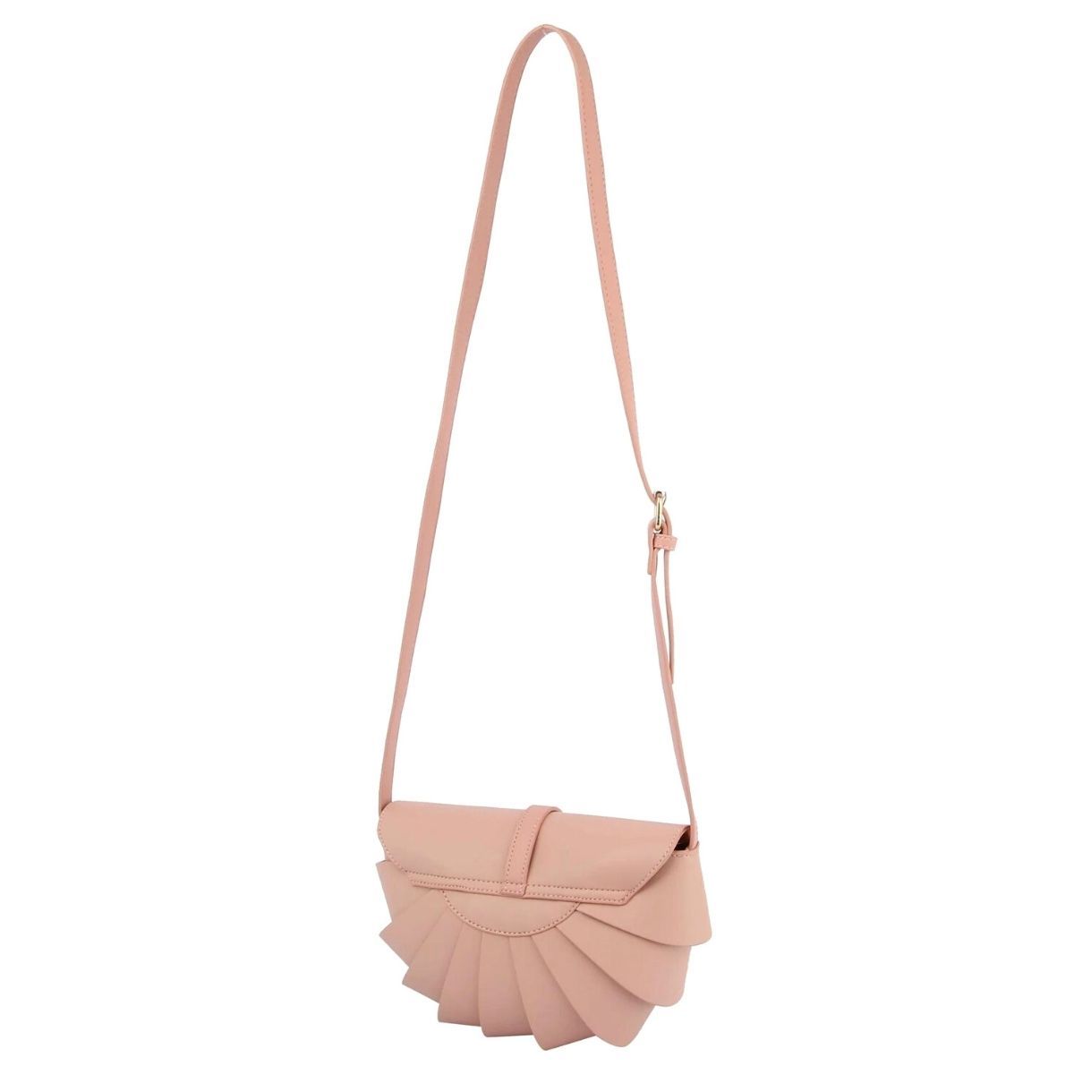Blush Pleated Semicircle Crossbody|10.5 x 8.3 x 3 inches - Premium Wholesale Fashion Accessories from Pinktown - Just $49! Shop now at chiquestyles