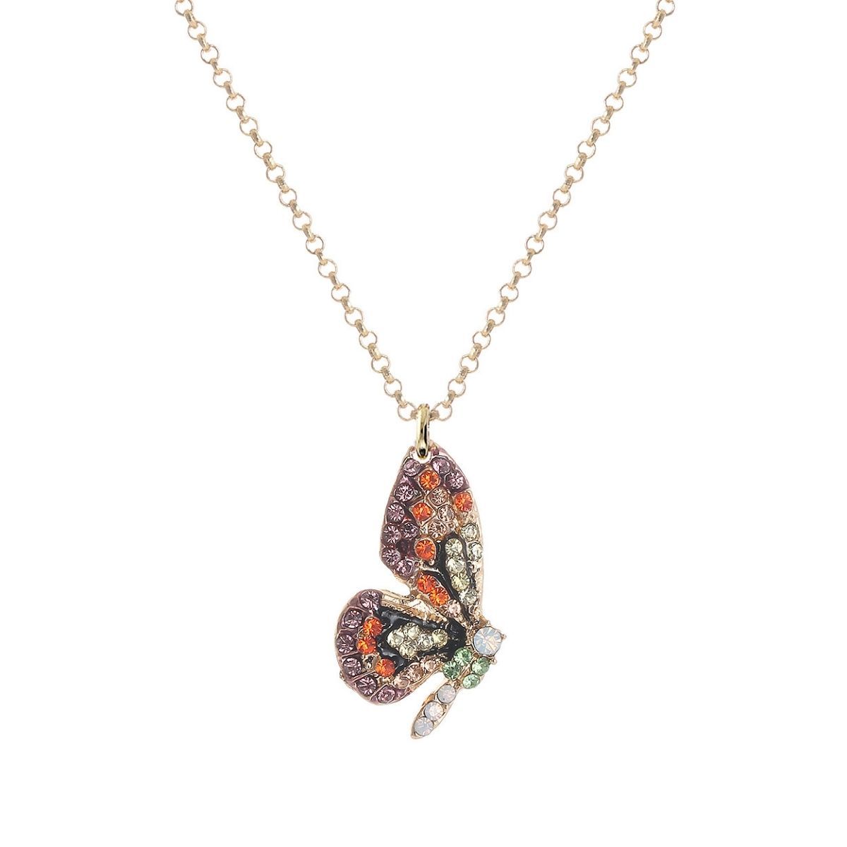 Multi Rhinestone Butterfly Wing Necklace|18 + 3 inches - Premium Wholesale Jewelry from Pinktown - Just $6! Shop now at chiquestyles