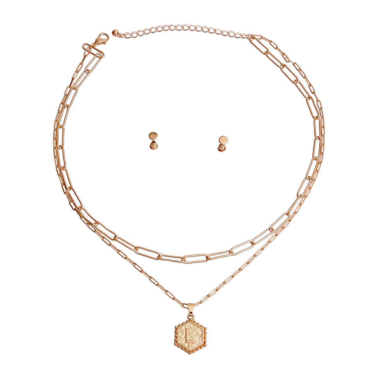 L Hexagon Initial Charm Necklace|17 inches - Premium Wholesale Jewelry from Pinktown - Just $13! Shop now at chiquestyles