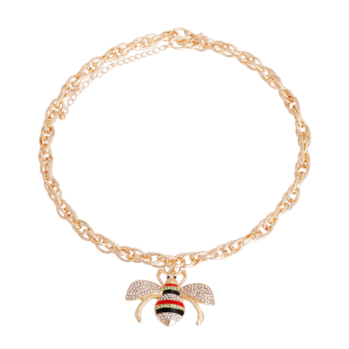 Red Striped Bee Chain Link Necklace|20 inches - Premium Wholesale Jewelry from Pinktown - Just $14! Shop now at chiquestyles