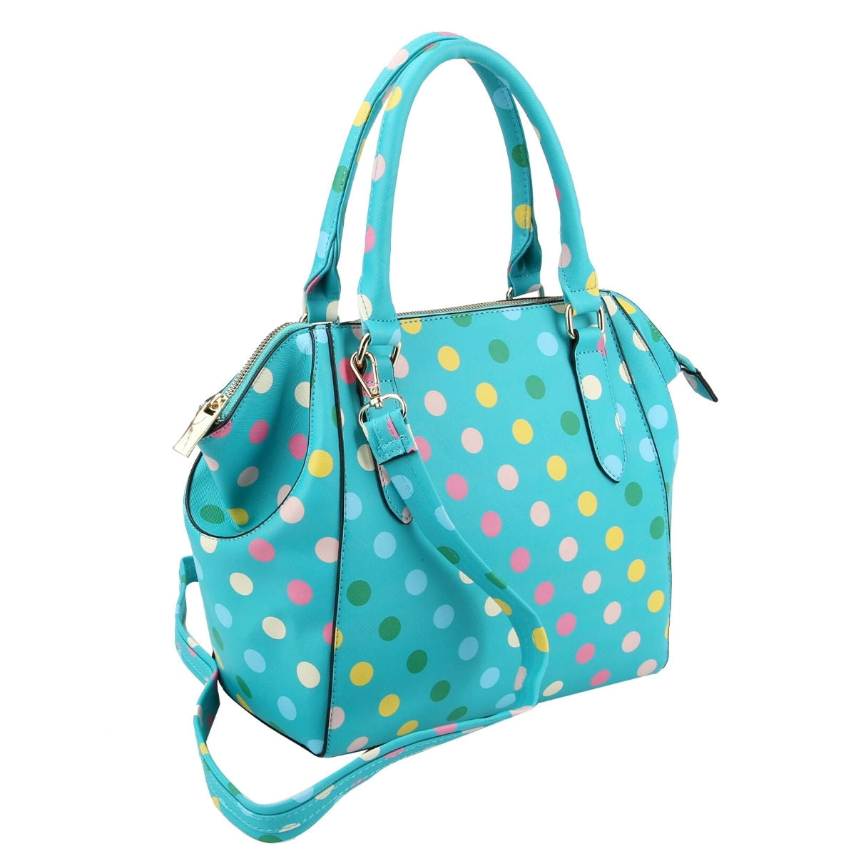 Turquoise Polka Dot Handbag Set|14 x 11 x 4.5 inches - Premium Wholesale Fashion Accessories from Pinktown - Just $63! Shop now at chiquestyles