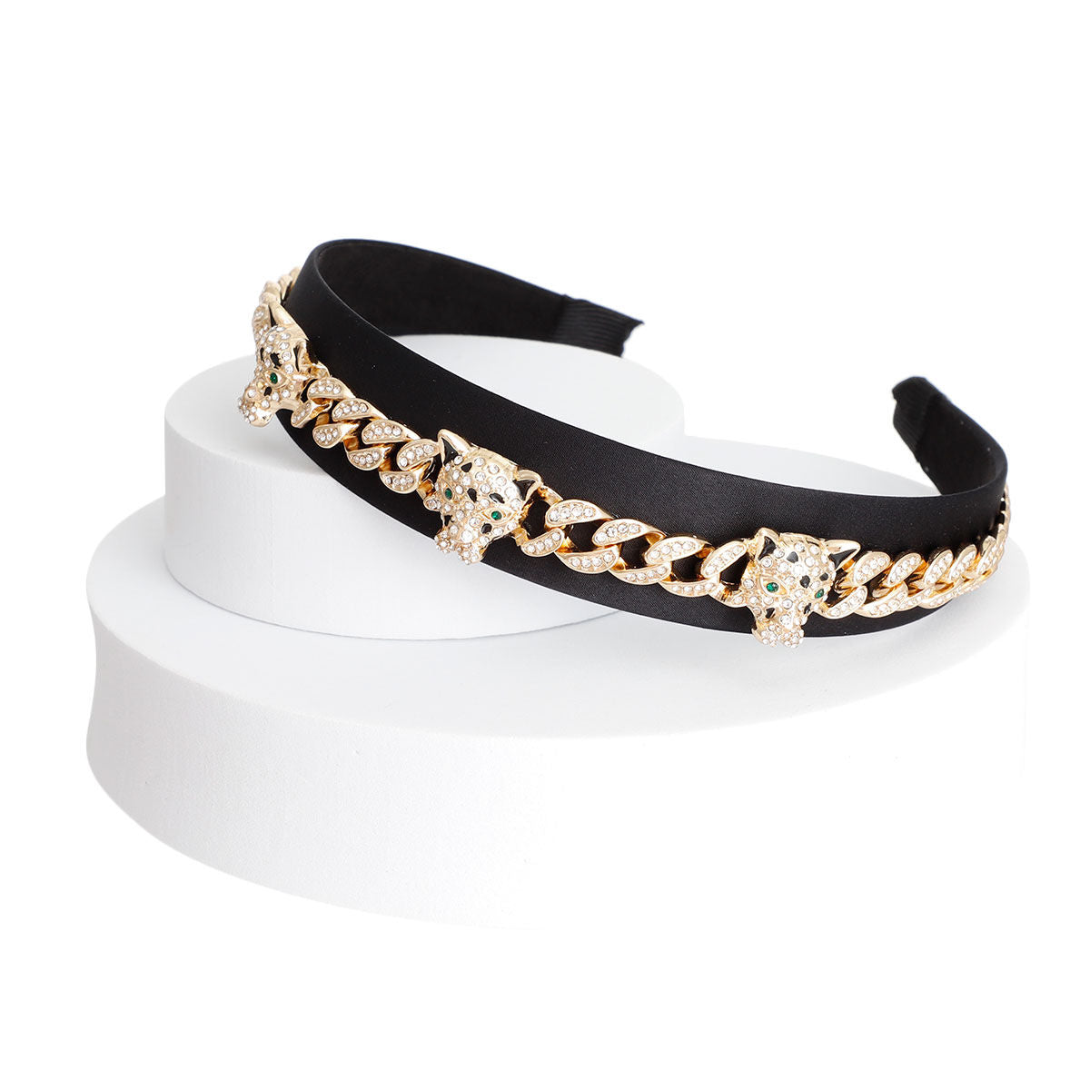 Designer Tiger Iced Chain Headband|Adjustable - Premium Wholesale Fashion Accessories from Pinktown - Just $23! Shop now at chiquestyles