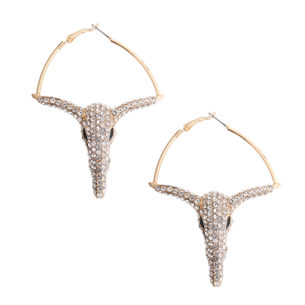 Gold Rhinestone Steer Hoops|3.25 inches - Premium Wholesale Jewelry from Pinktown - Just $15! Shop now at chiquestyles