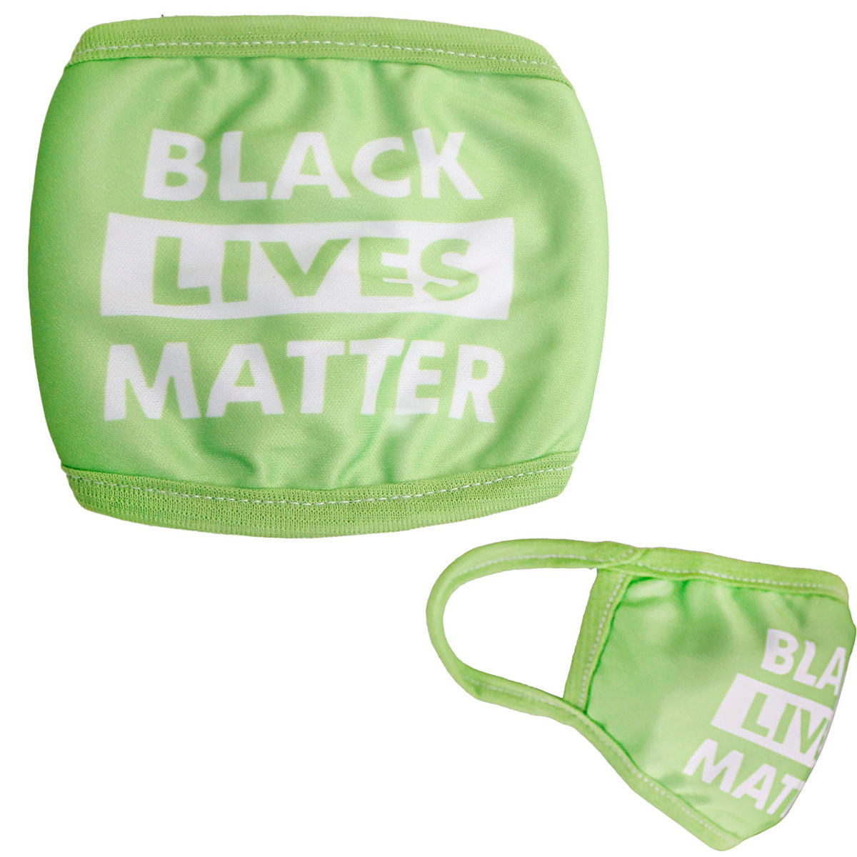 Green Cotton BLACK LIVES MATTER Mask|Stretch to Fit - Premium Wholesale Fashion Accessories from Pinktown - Just $4! Shop now at chiquestyles