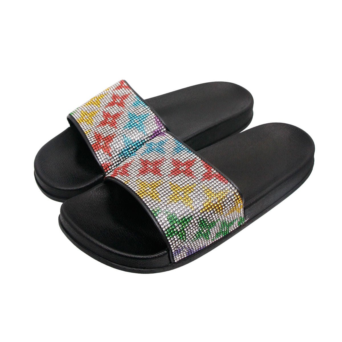 Size 12 Star Flower Black Slides|Size 12 - Premium Wholesale Fashion Accessories from Pinktown - Just $22! Shop now at chiquestyles