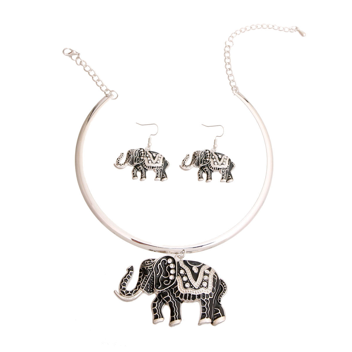 Black Tribal Elephant Choker Set|18 inches - Premium Wholesale Jewelry from Pinktown - Just $18! Shop now at chiquestyles