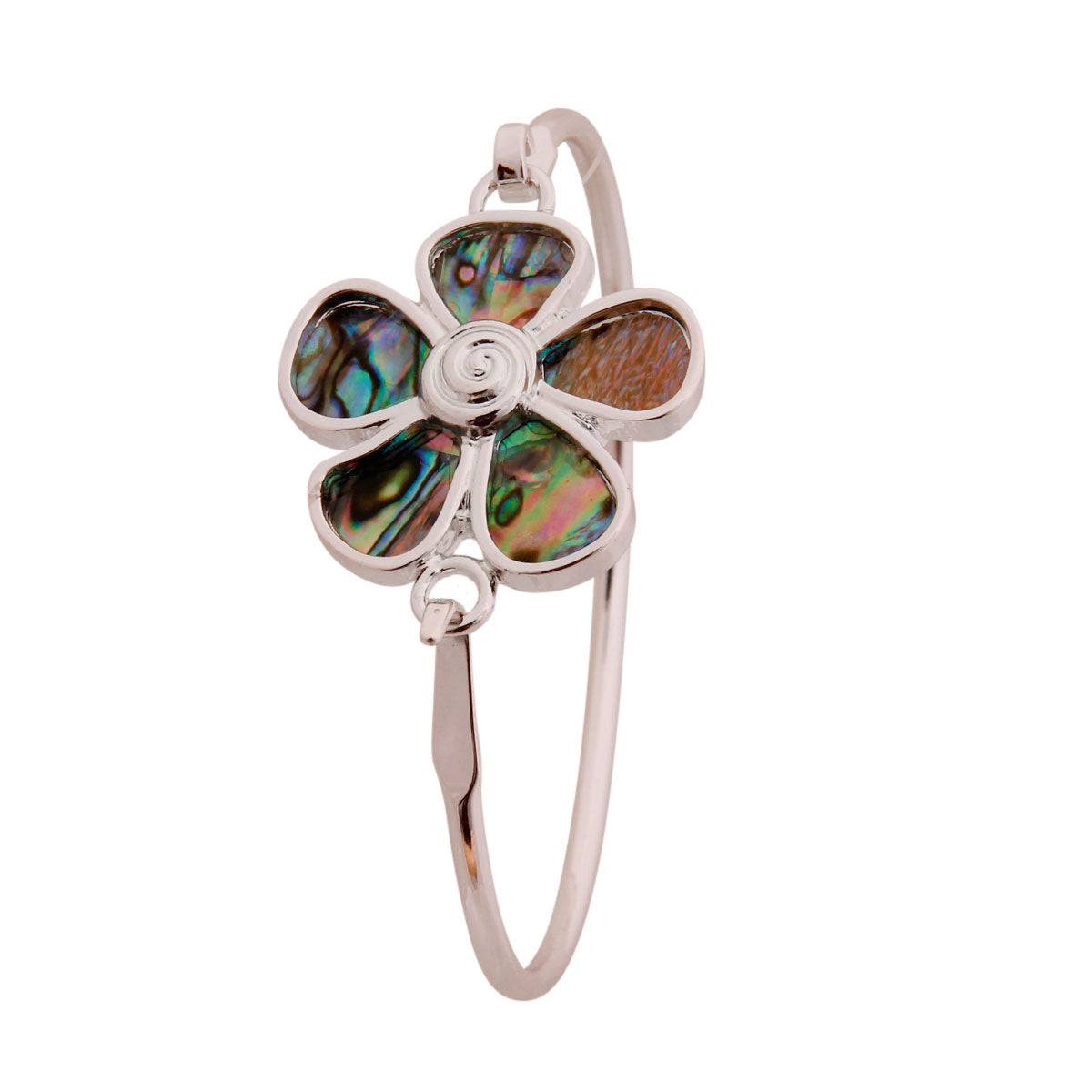 Abalone Flower Silver Bangle|8 inches - Premium Wholesale Jewelry from Pinktown - Just $11! Shop now at chiquestyles