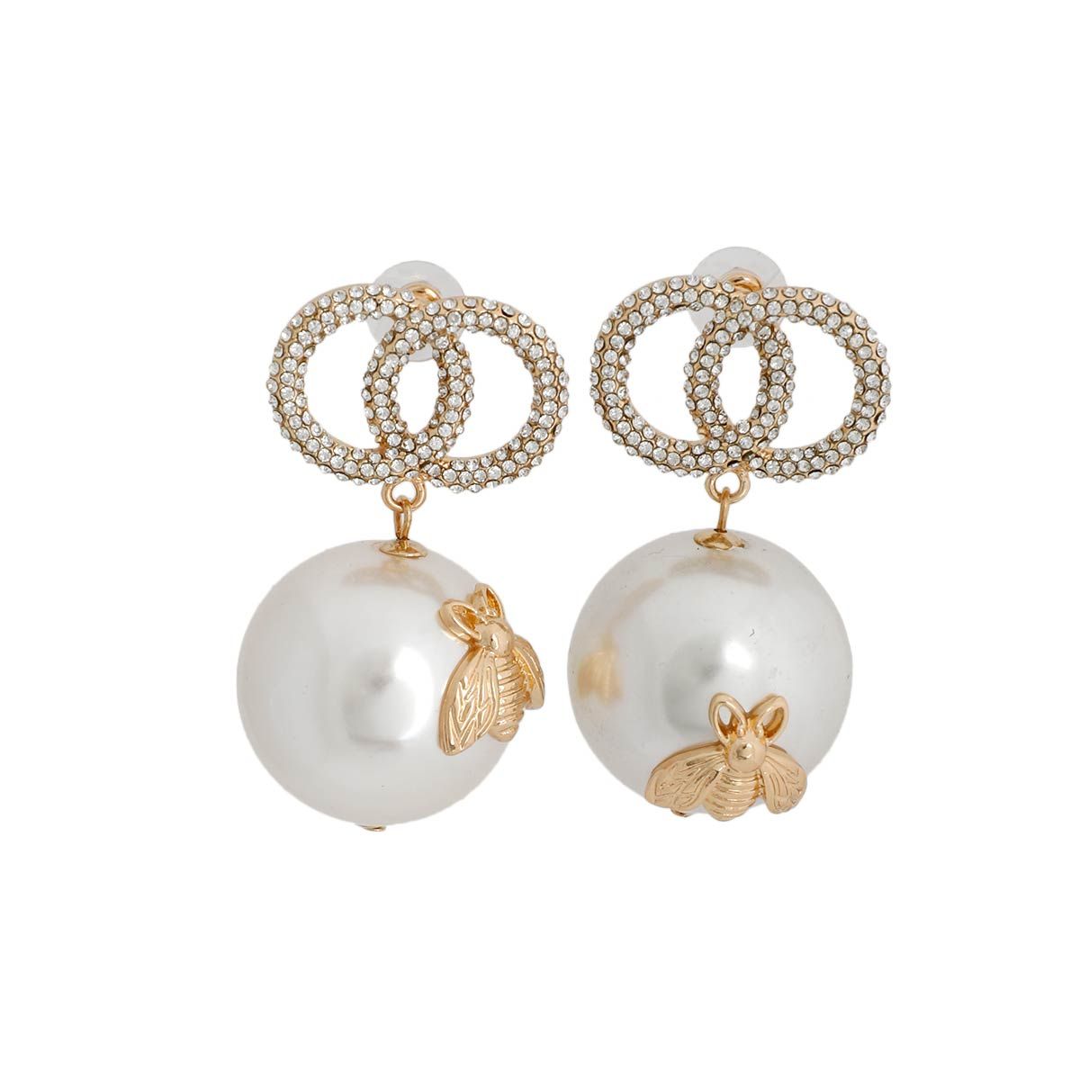 Gold Infinity Stud Jumbo Pearl Earrings|2.5 inches - Premium Wholesale Jewelry from Pinktown - Just $17! Shop now at chiquestyles