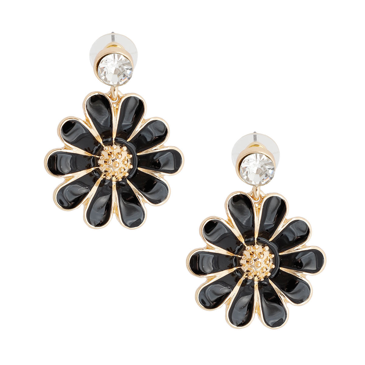 Black Metal Daisy Earrings|1.5 inches - Premium Wholesale Jewelry from Pinktown - Just $10! Shop now at chiquestyles