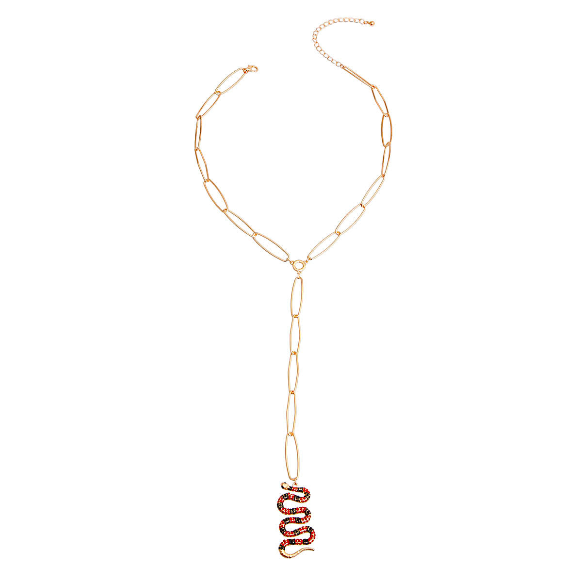 Designer Red Snake Y Necklace|16 inches - Premium Wholesale Jewelry from Pinktown - Just $9! Shop now at chiquestyles