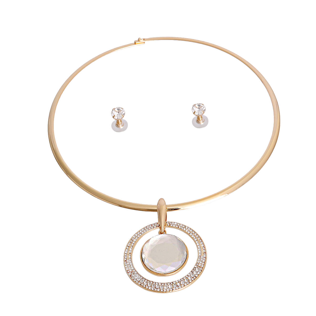 Gold Rigid Hook Round Crystal Choker|15 inches - Premium Wholesale Jewelry from Pinktown - Just $10! Shop now at chiquestyles