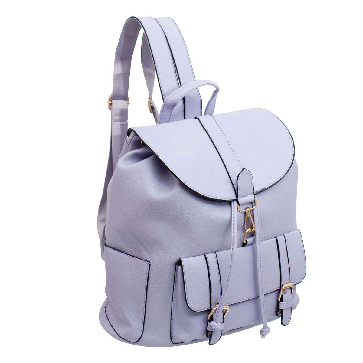 Light Purple Buckle Flap Backpack|13 x 12.5 x 6 inches - Premium Wholesale Fashion Accessories from Pinktown - Just $36! Shop now at chiquestyles