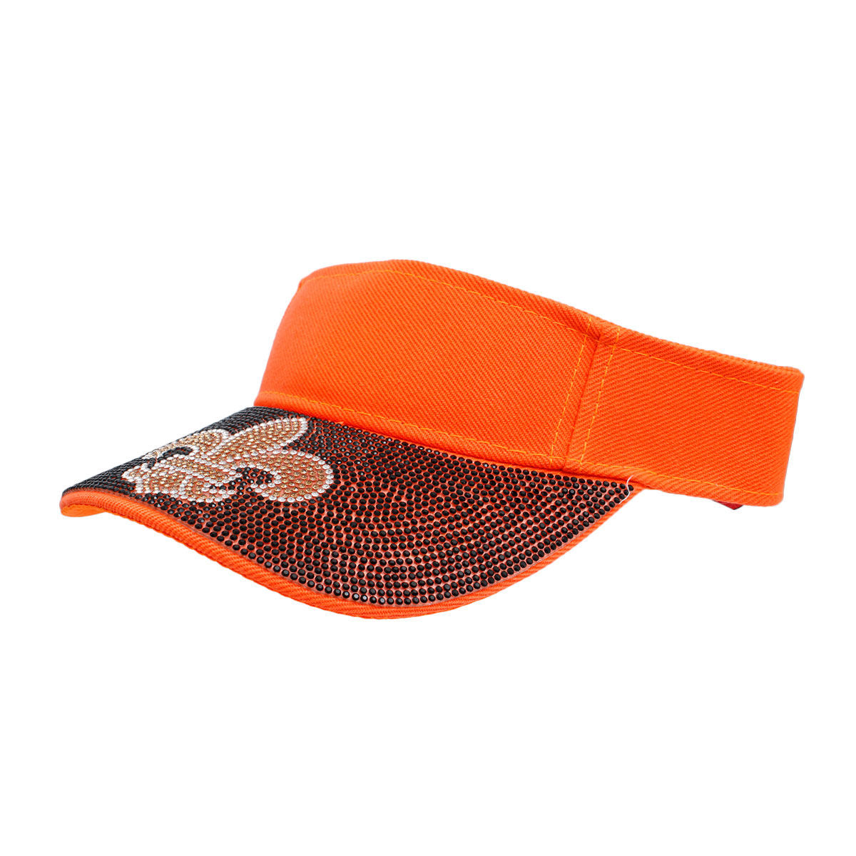 Orange Fleur de Lis Rhinestone Visor|Adjustable - Premium Wholesale Fashion Accessories from Pinktown - Just $15! Shop now at chiquestyles