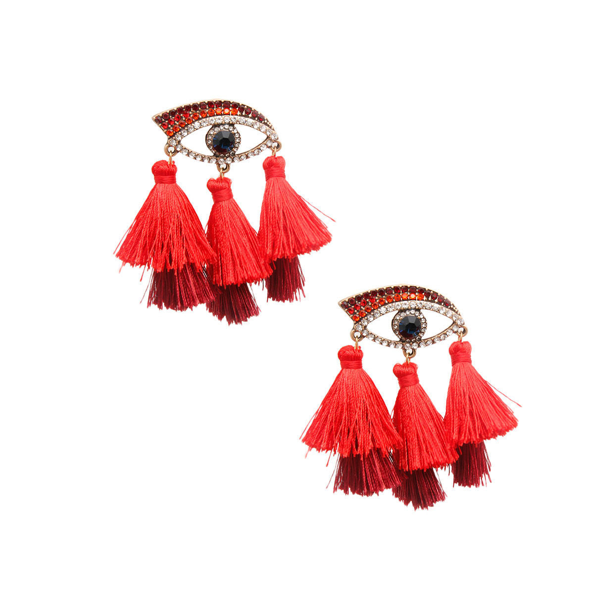 Red Evil Eye Tassel Earrings|2.75 inches - Premium Wholesale Jewelry from Pinktown - Just $14! Shop now at chiquestyles