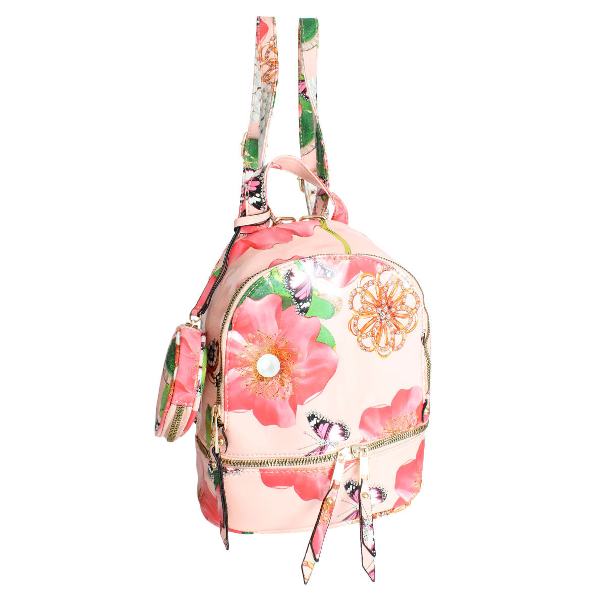 Blush Floral Backpack Set|10.5 x 9 x 4.75 inches - Premium Wholesale Fashion Accessories from Pinktown - Just $65! Shop now at chiquestyles