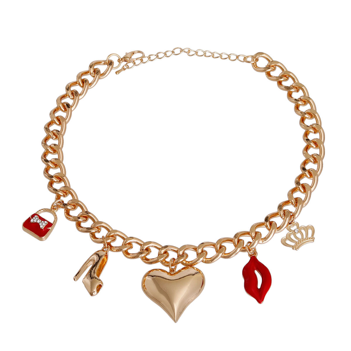 Gold Boutique Heart Charm Chain|18 inches - Premium Wholesale Jewelry from Pinktown - Just $15! Shop now at chiquestyles