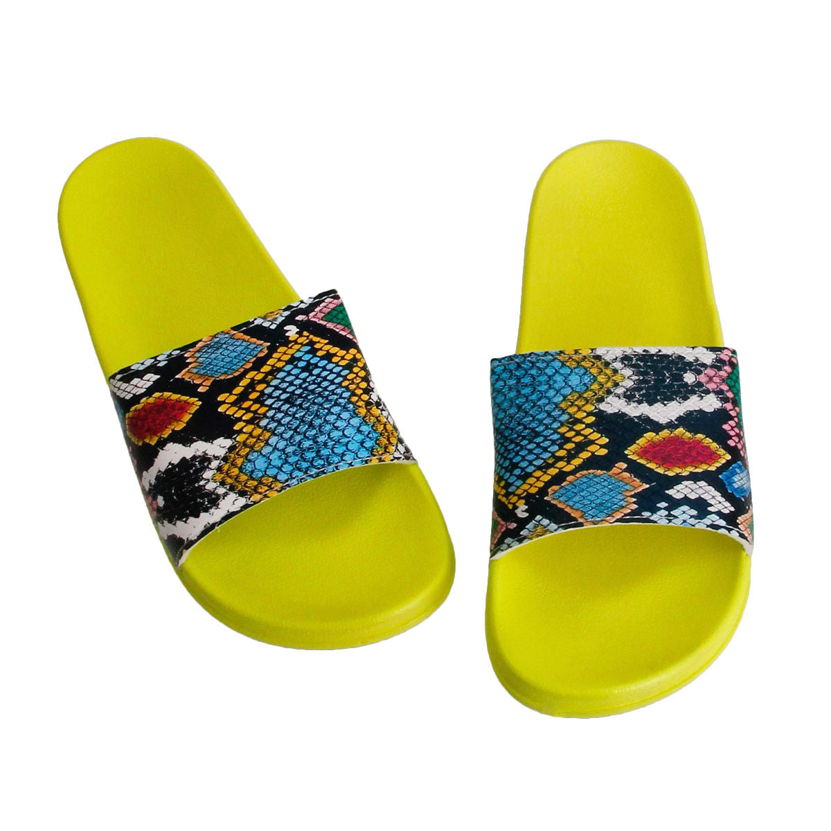 Size 10 Yellow Snake Print Slides|Size 10 - Premium Wholesale Fashion Accessories from Pinktown - Just $17! Shop now at chiquestyles