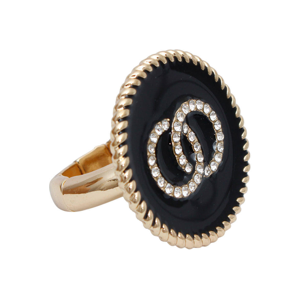 Black Infinity Charm Gold Ring|Stretch to Fit - Premium Wholesale Jewelry from Pinktown - Just $10! Shop now at chiquestyles