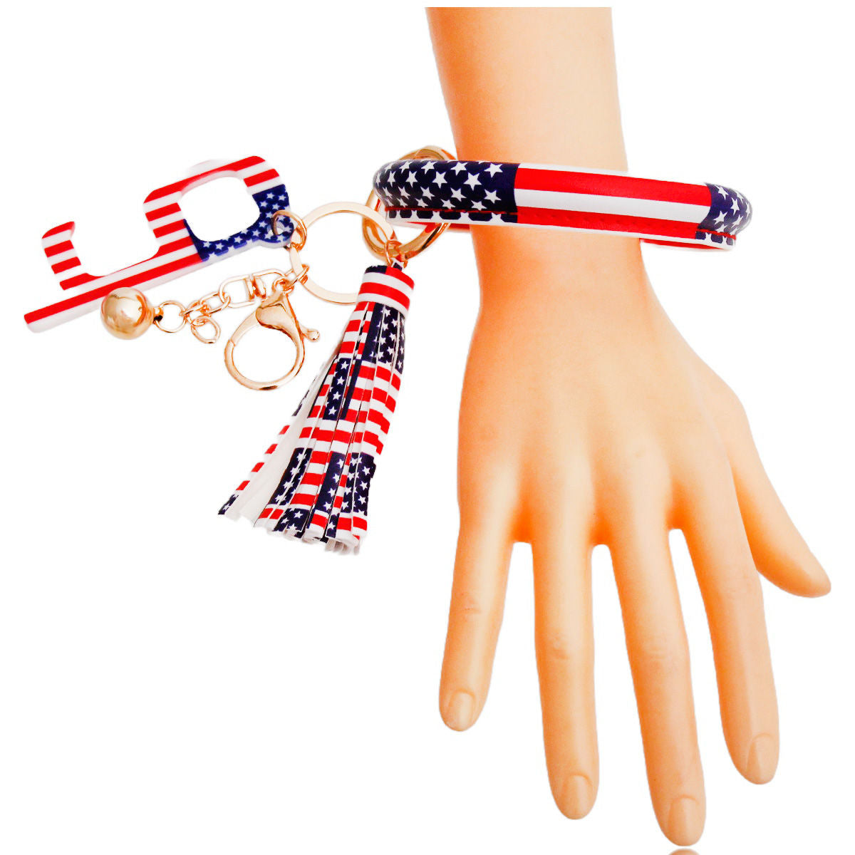 American Flag Safety Keychain Bracelet|6.5 inches - Premium Wholesale Fashion Accessories from Pinktown - Just $8! Shop now at chiquestyles