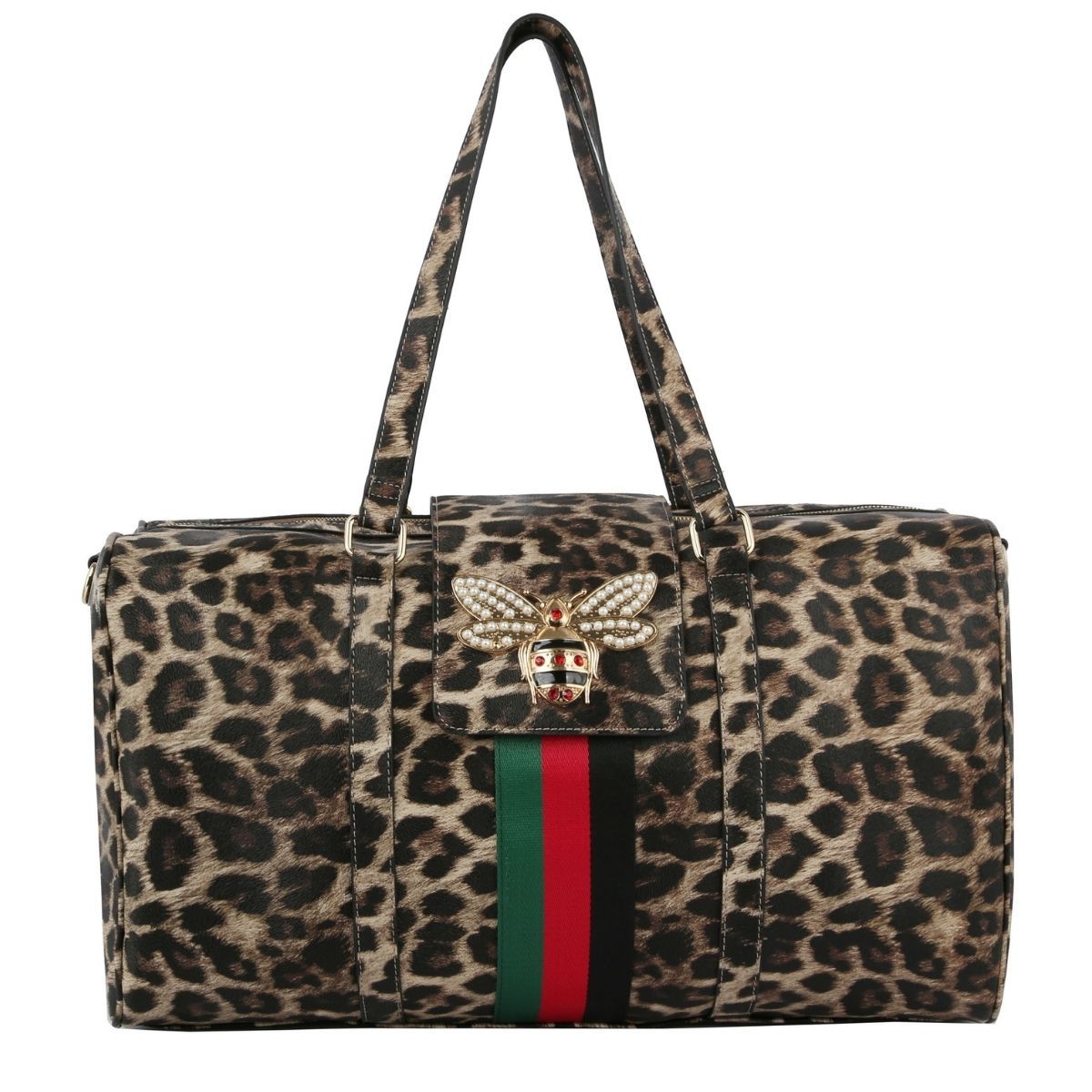 Leopard Print Trolley Weekender Duffel|17.25 x 10.25 x 6.75 - Premium Wholesale Fashion Accessories from Pinktown - Just $76! Shop now at chiquestyles
