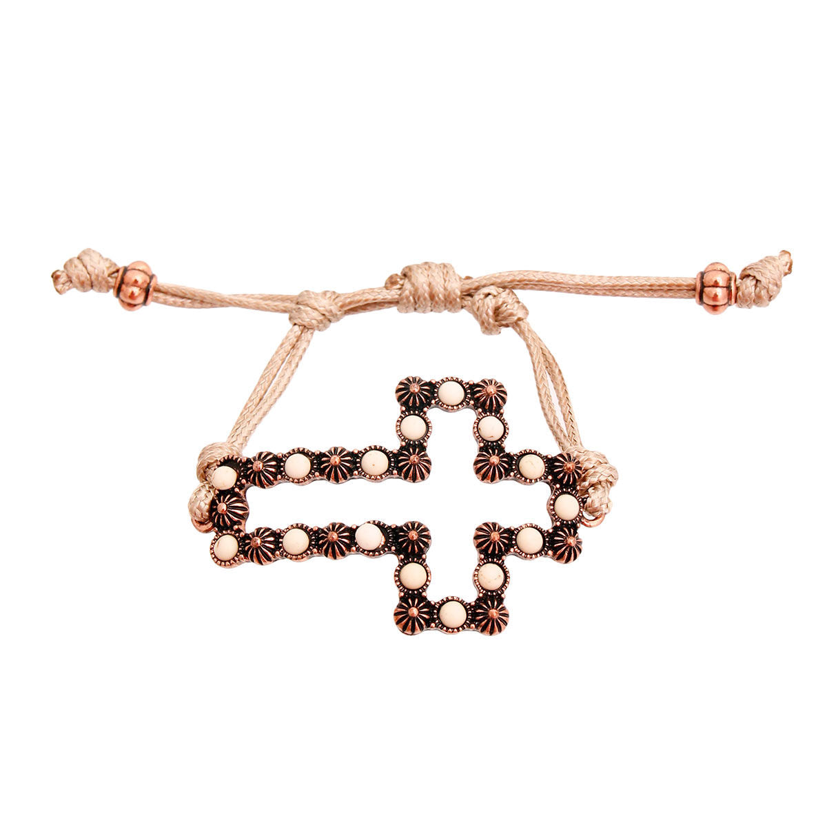 Rose Gold Cross Rope Bracelet|Adjustable - Premium Wholesale Jewelry from Pinktown - Just $8! Shop now at chiquestyles