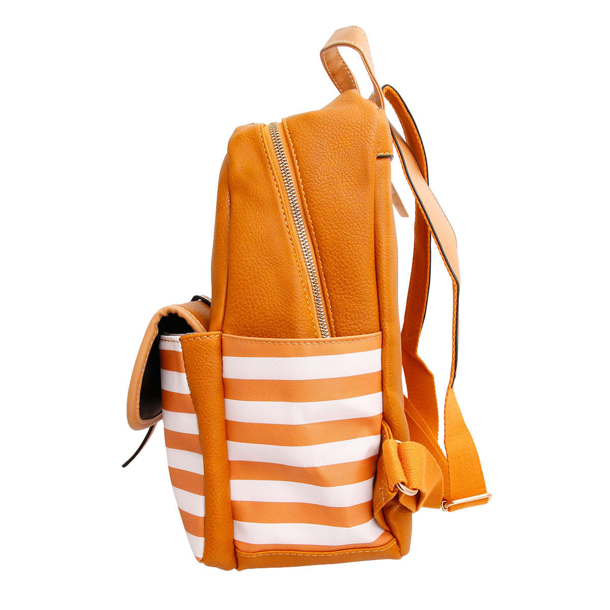 Mustard and White Stripe Backpack|14 x 12 x 6 inches - Premium Wholesale Fashion Accessories from Pinktown - Just $32! Shop now at chiquestyles