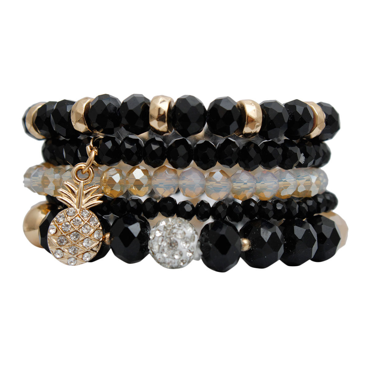 Black Pineapple Charm Bracelets|Stretch to Fit - Premium Wholesale Jewelry from Pinktown - Just $13! Shop now at chiquestyles