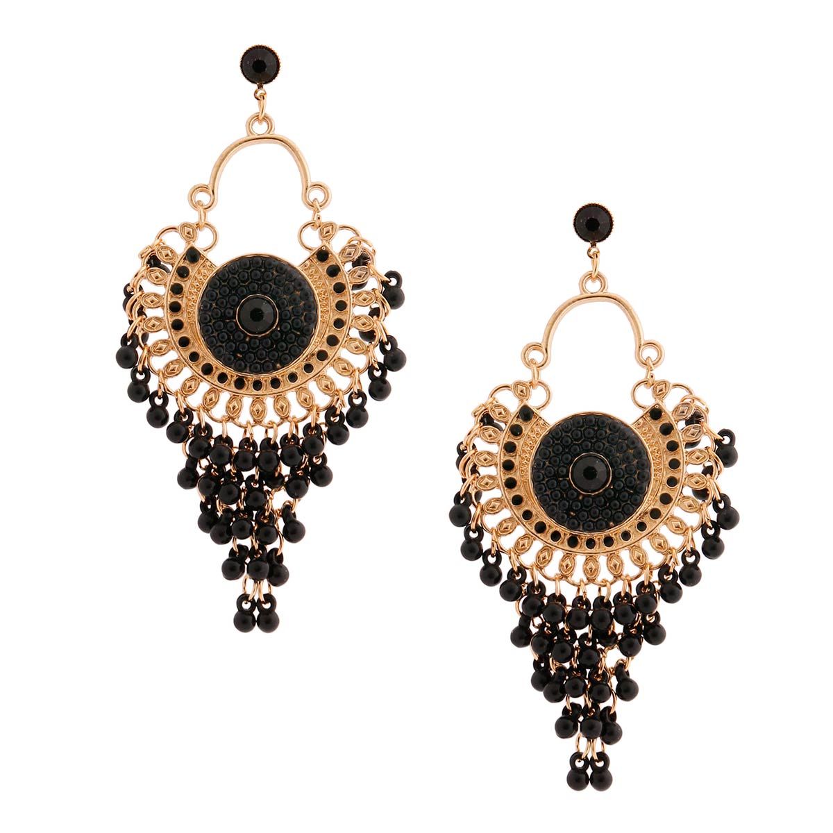 Black Beaded Mandala Earrings|3.75 inches - Premium Wholesale Jewelry from Pinktown - Just $13! Shop now at chiquestyles