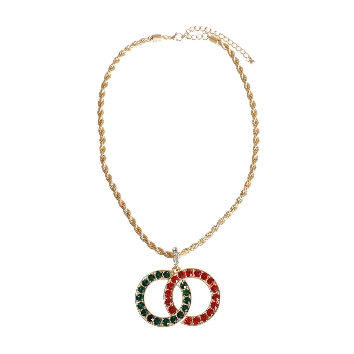Rope Chain Red and Green Designer Necklace|18 inches - Premium Wholesale Jewelry from Pinktown - Just $14! Shop now at chiquestyles