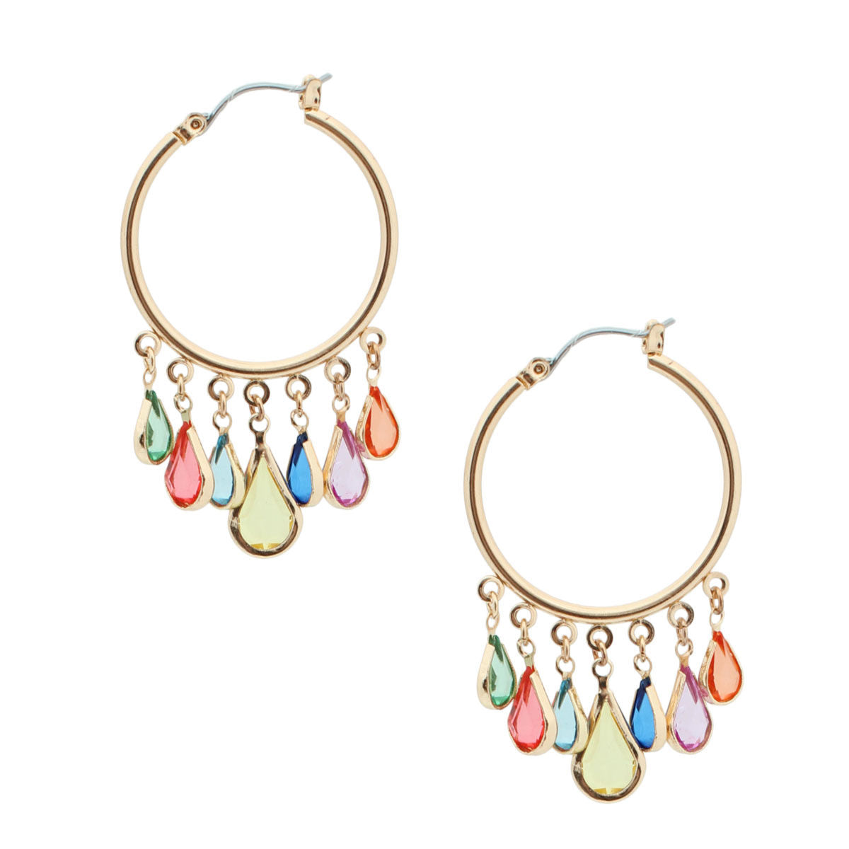 Glass Teardrop Gold Hoops|2 inches - Premium Wholesale Jewelry from Pinktown - Just $12! Shop now at chiquestyles