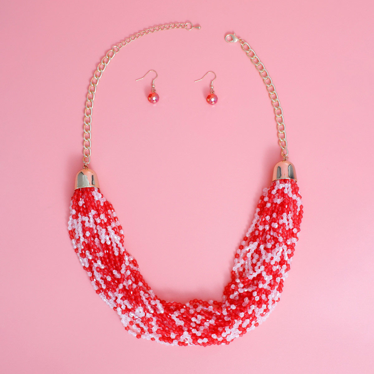 DST 34 Strand Red Bead Set|22 + 2.5 inches - Premium Wholesale Jewelry from Pinktown - Just $17! Shop now at chiquestyles