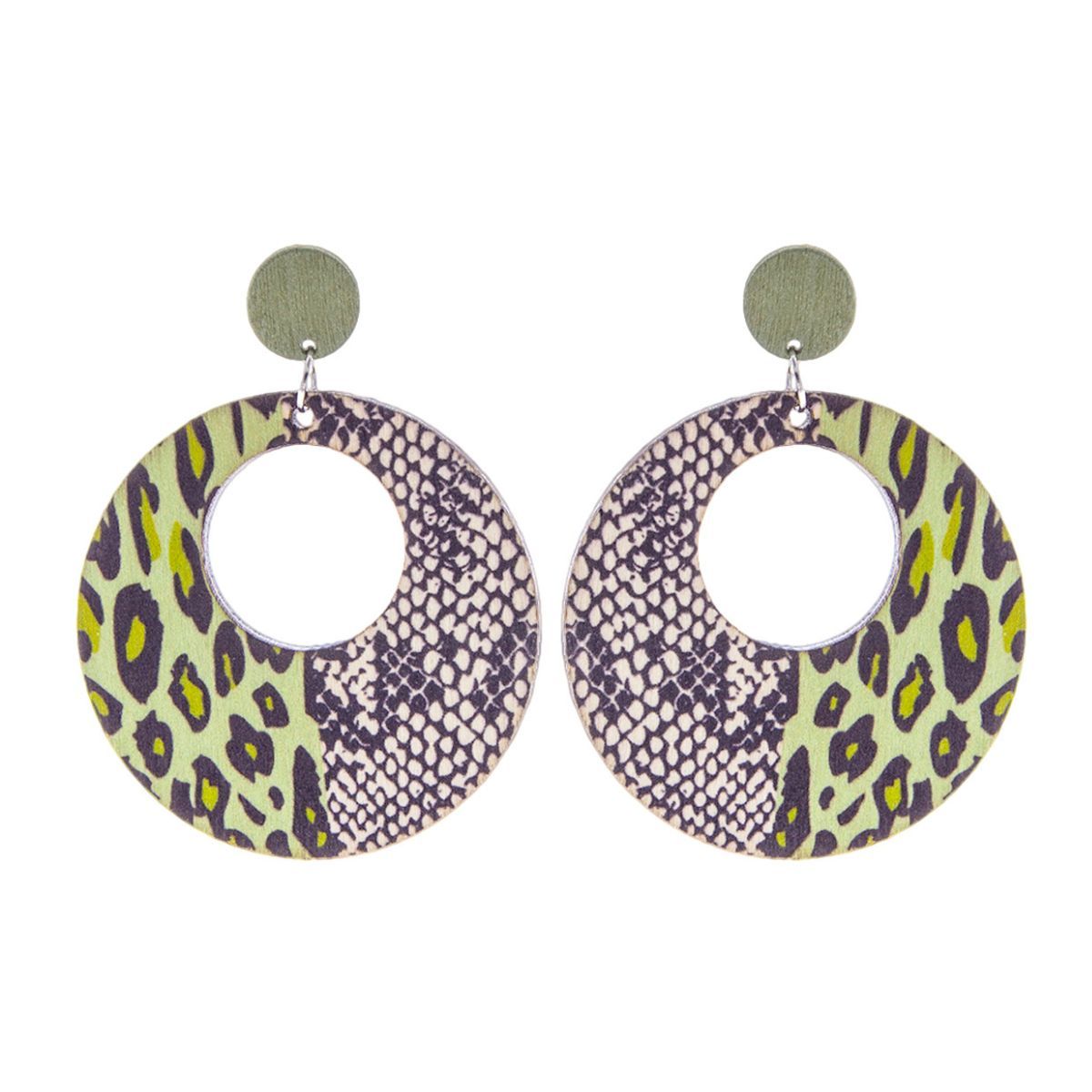 Green Wood Animal Print Earrings|2.5 inches - Premium Wholesale Jewelry from Pinktown - Just $8! Shop now at chiquestyles