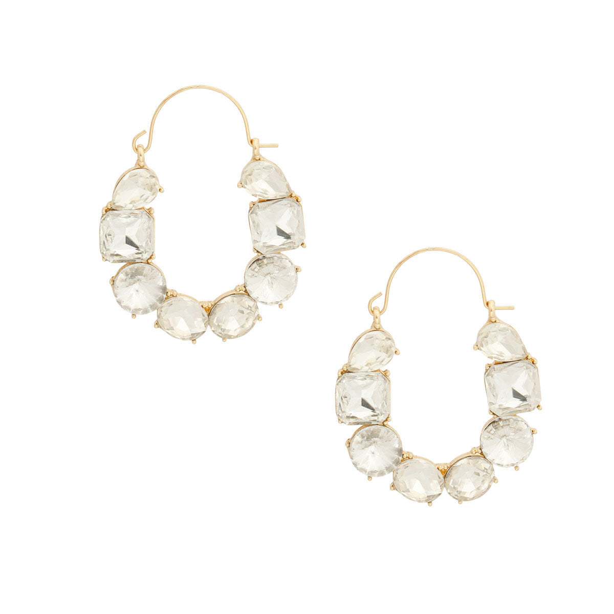Gold Arch Crystal Hoops|2 inches - Premium Wholesale Jewelry from Pinktown - Just $10! Shop now at chiquestyles