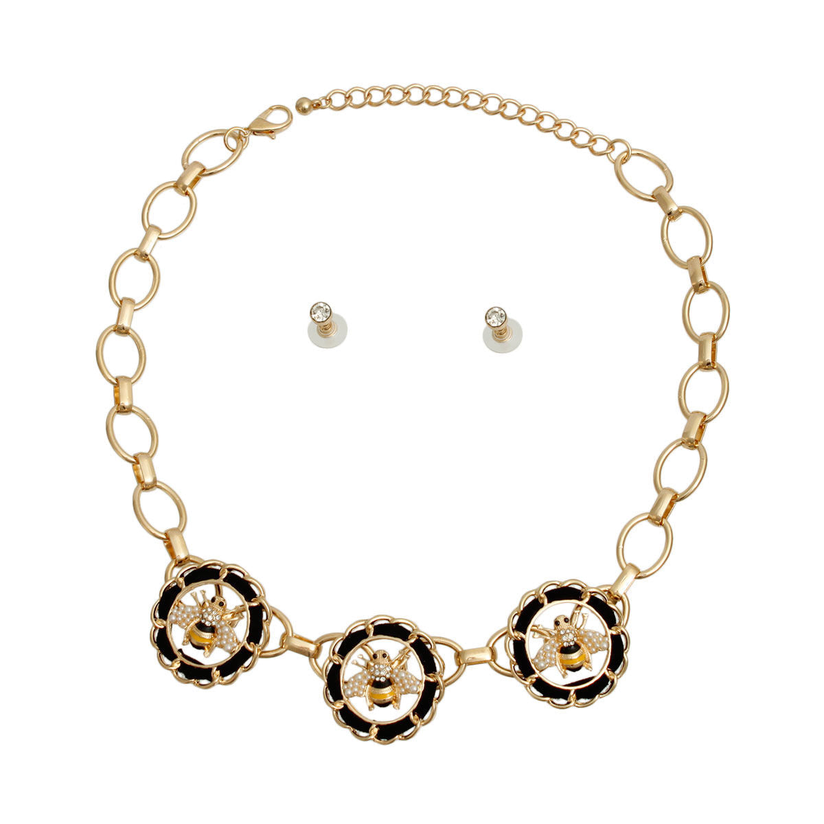 Gold Cable Chain Black Bee Necklace|17 inches - Premium Wholesale Jewelry from Pinktown - Just $19! Shop now at chiquestyles