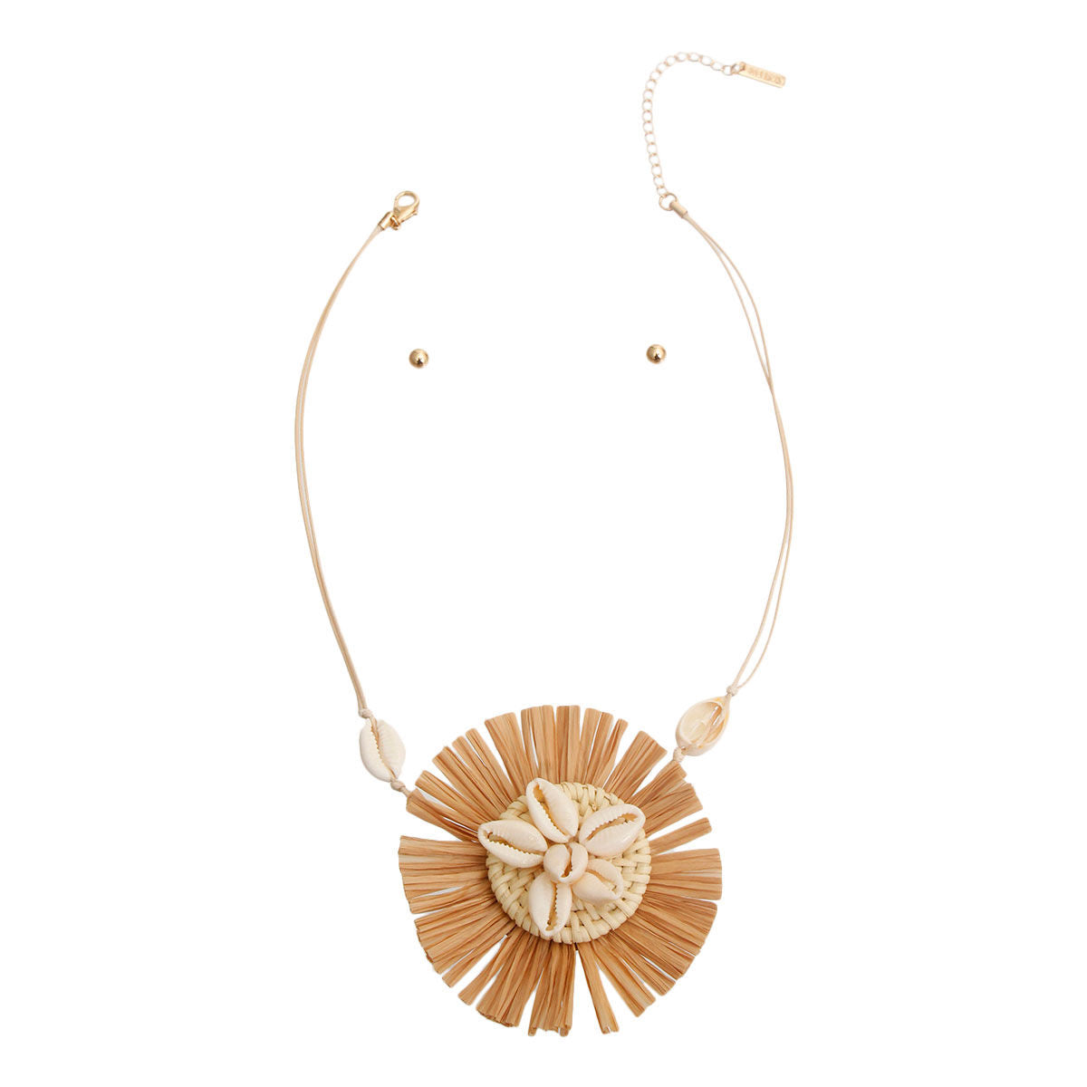 Brown Shell Raffia Pendant Set|18 inches - Premium Wholesale Jewelry from Pinktown - Just $15! Shop now at chiquestyles