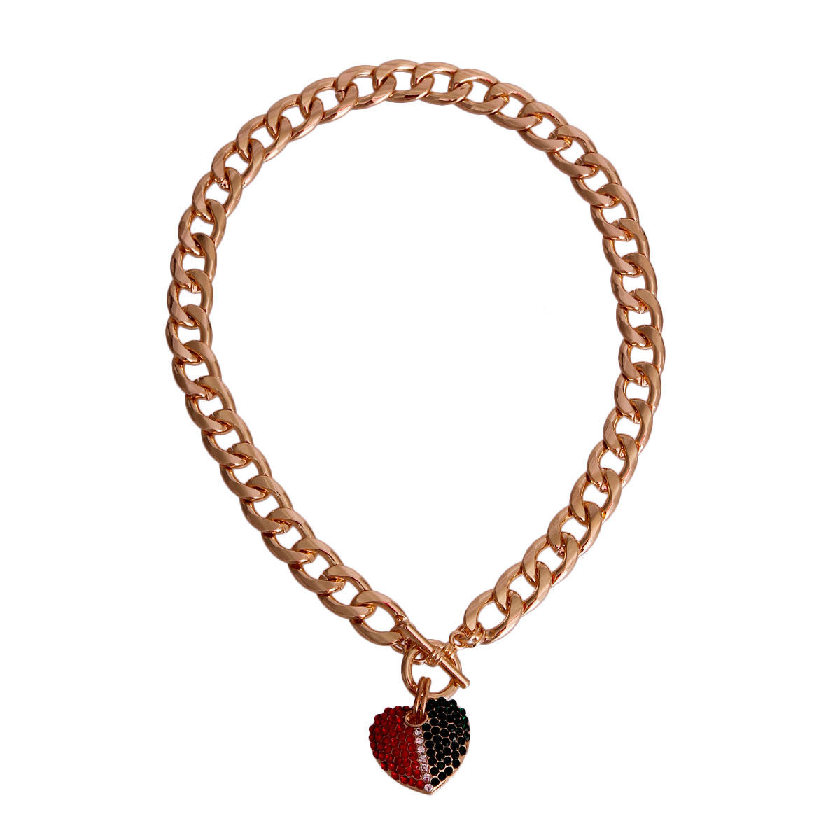 Half Red Green Heart Toggle Necklace|16 inches - Premium Wholesale Jewelry from Pinktown - Just $12! Shop now at chiquestyles