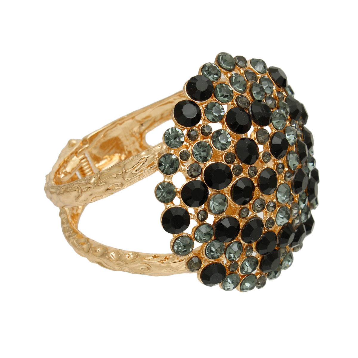 Black Rhinestone Dome Cluster Cuff|8 inches - Premium Wholesale Jewelry from Pinktown - Just $22! Shop now at chiquestyles