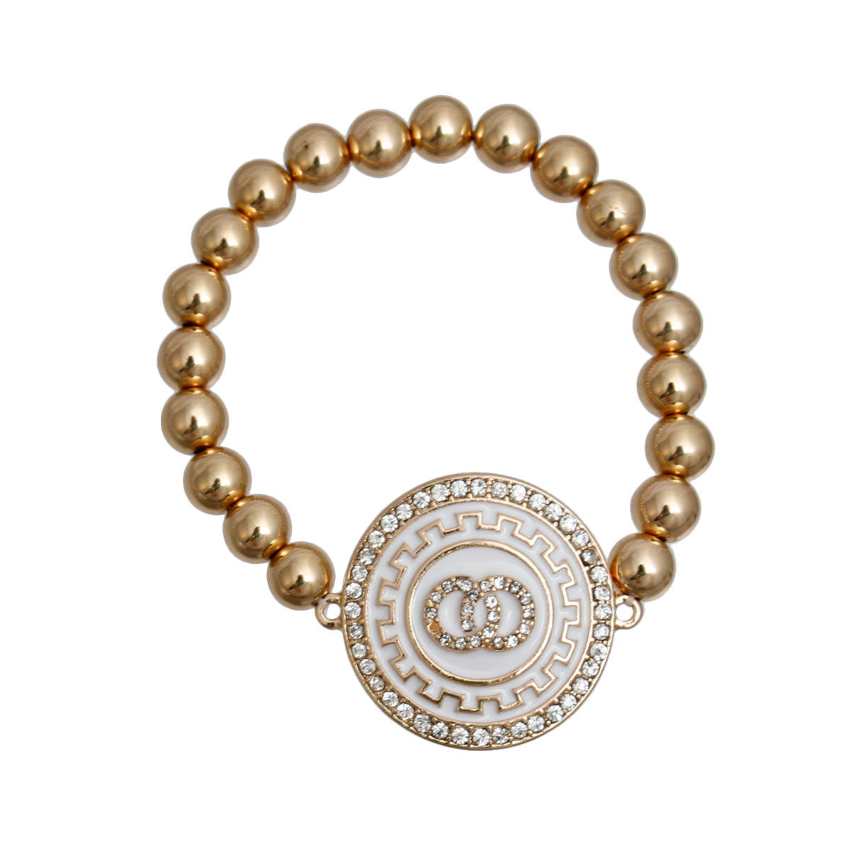 Gold and White Infinity Detail Bracelet|Stretch to Fit - Premium Wholesale Jewelry from Pinktown - Just $11! Shop now at chiquestyles