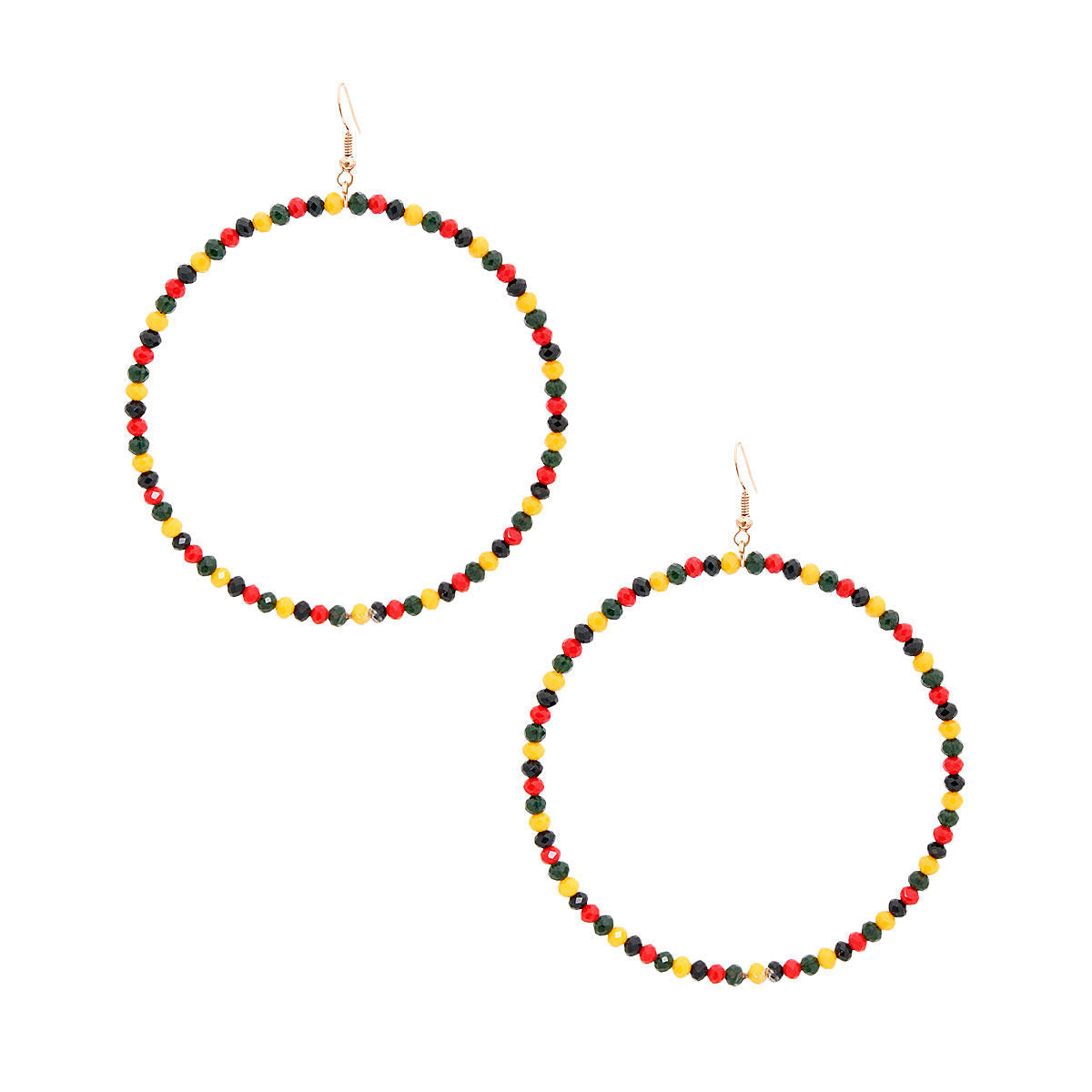 Tribal Color Bead Drop Hoops|3.25 inches - Premium Wholesale Jewelry from Pinktown - Just $9! Shop now at chiquestyles