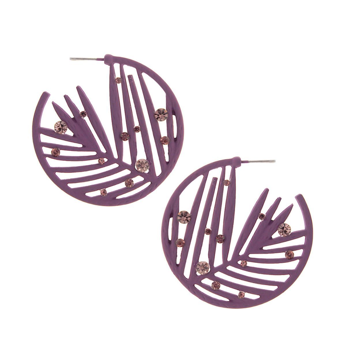 Purple Rubber Coated Leaf Hoops|1.54 inches - Premium Wholesale Jewelry from Pinktown - Just $6! Shop now at chiquestyles