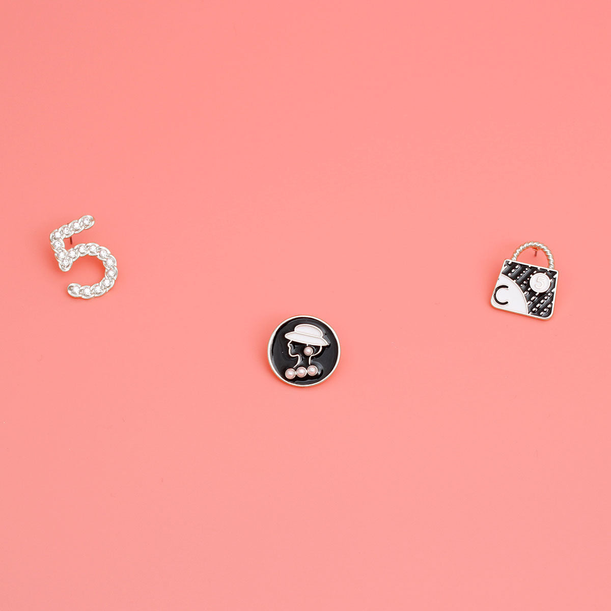Silver Black 3pcs Silhouette Designer Studs|Assorted - Premium Wholesale Jewelry from Pinktown - Just $14! Shop now at chiquestyles