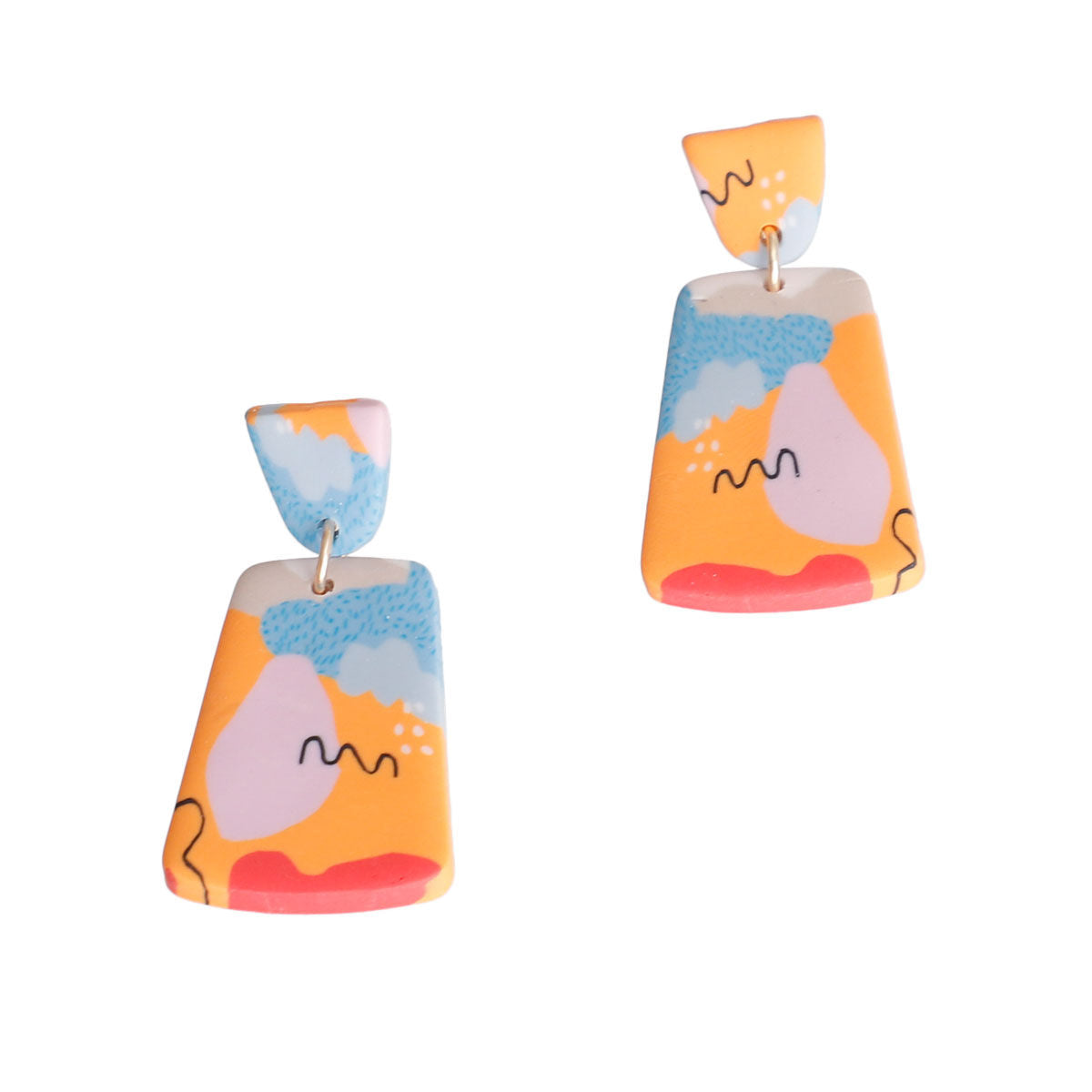 Orangle Marbled Clay Trapezoid Earrings|1.75 inches - Premium Wholesale Jewelry from Pinktown - Just $13! Shop now at chiquestyles