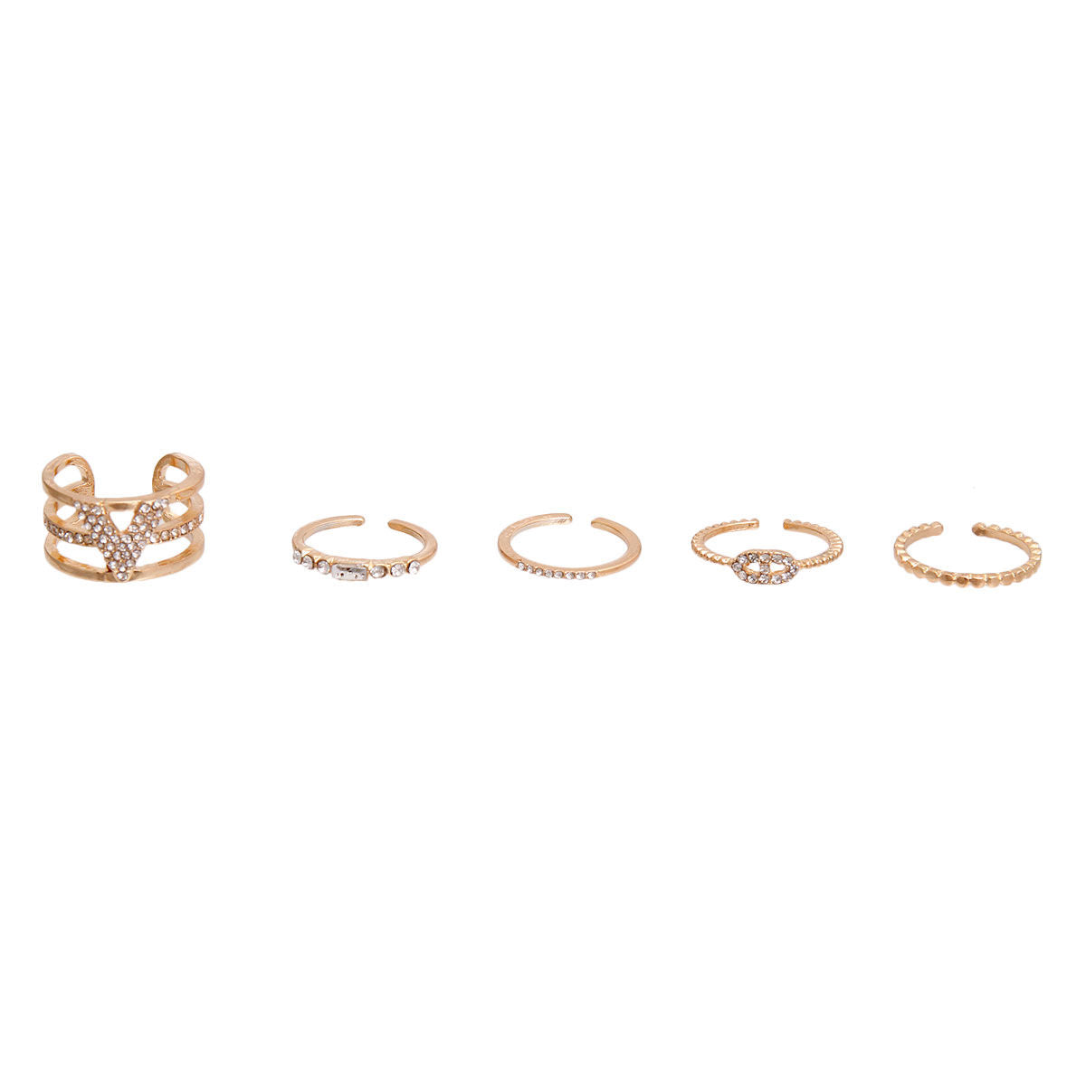 Gold Designer 5 Pcs Rings|Adjustable - Premium Wholesale Jewelry from Pinktown - Just $11! Shop now at chiquestyles