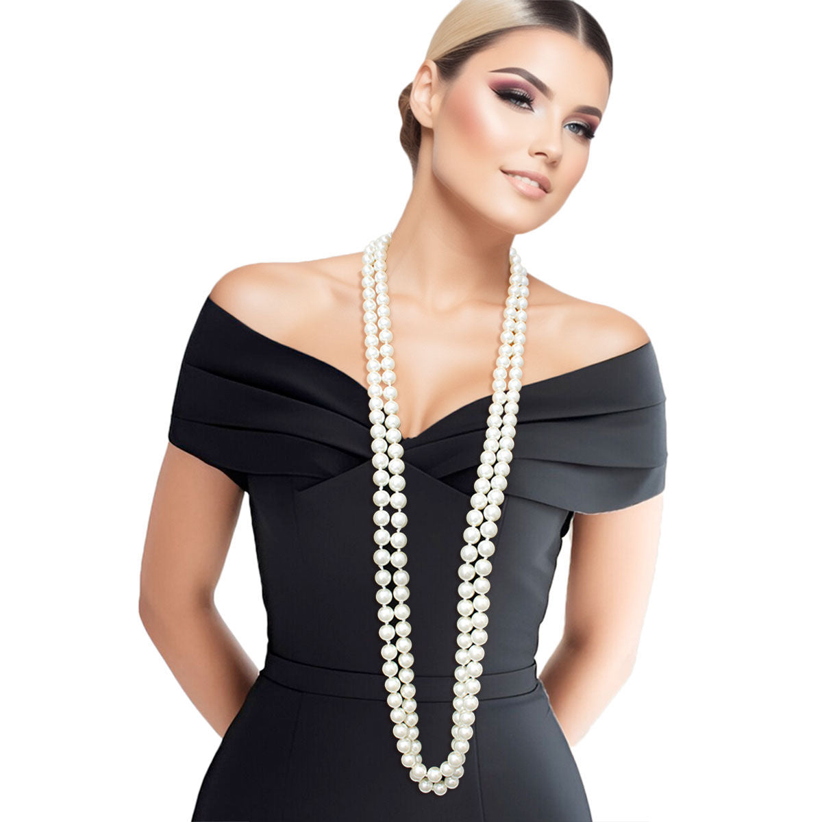 Necklace Cream Glass Endless Pearls for Women|96 inches - Premium Jewelry from Pinktown - Just $24! Shop now at chiquestyles