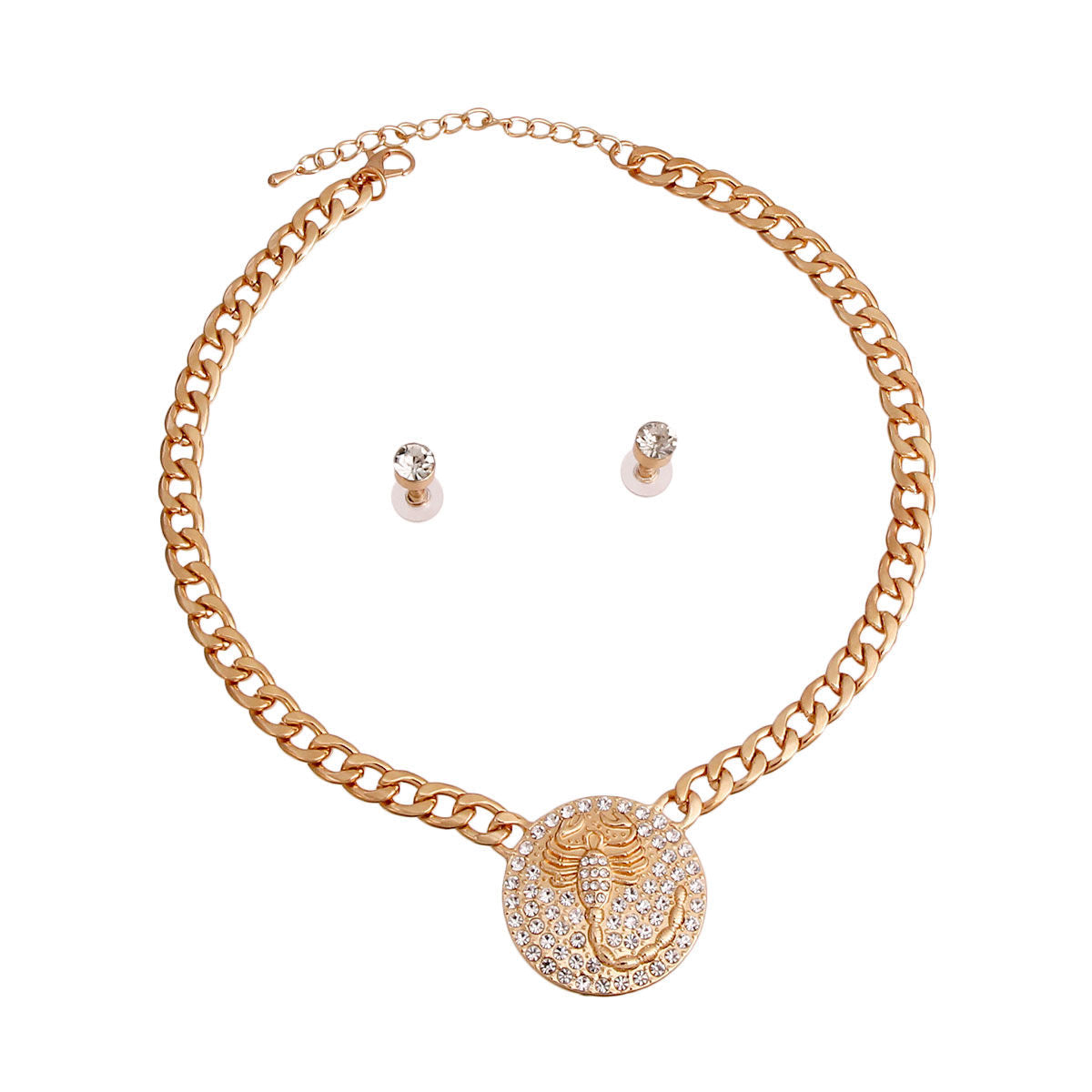 Gold Chain with Iced Scorpion Pendant|17 inches - Premium Wholesale Jewelry from Pinktown - Just $10! Shop now at chiquestyles