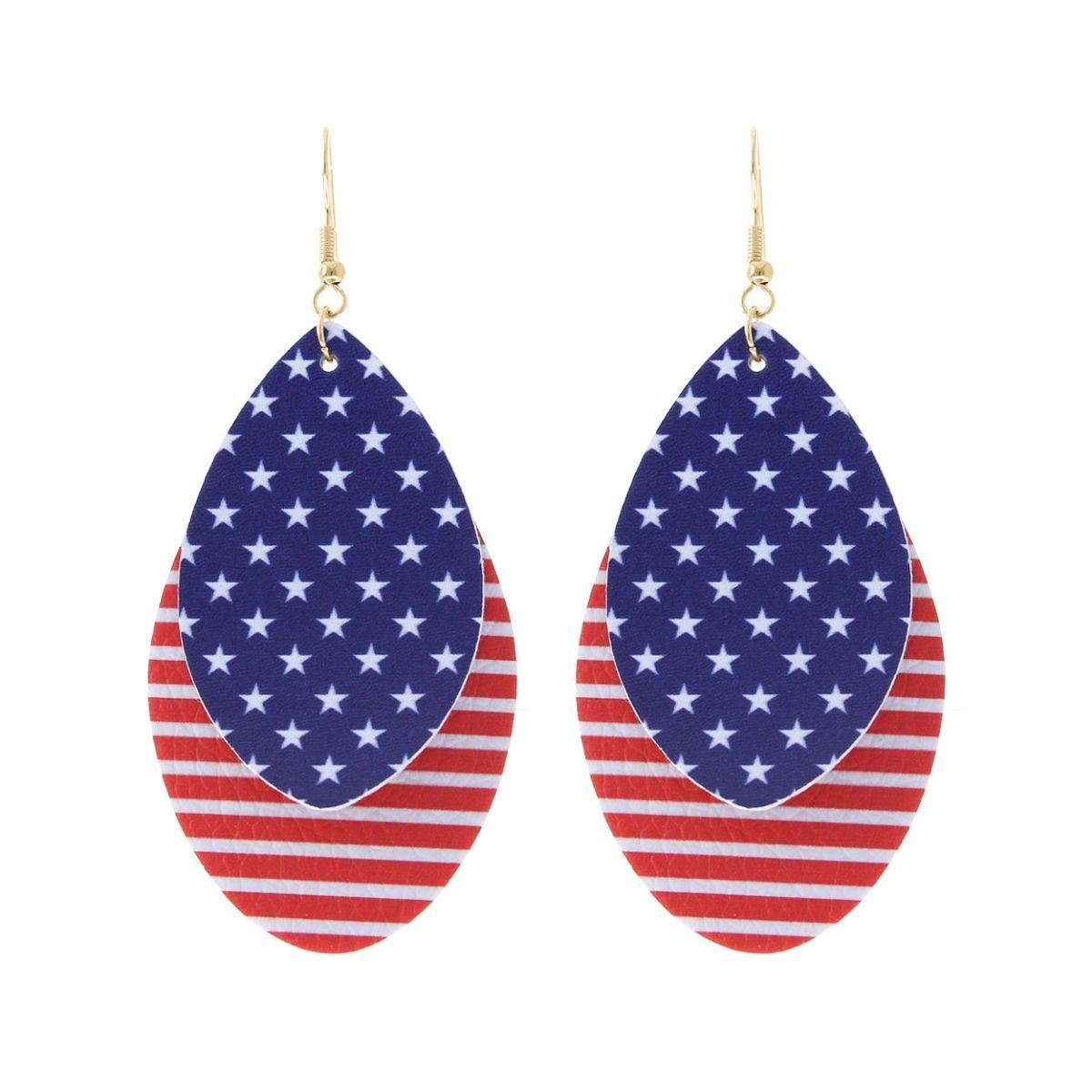 American Flag Teardrop Layer Earrings|3.5 inches - Premium Wholesale Jewelry from Pinktown - Just $5! Shop now at chiquestyles