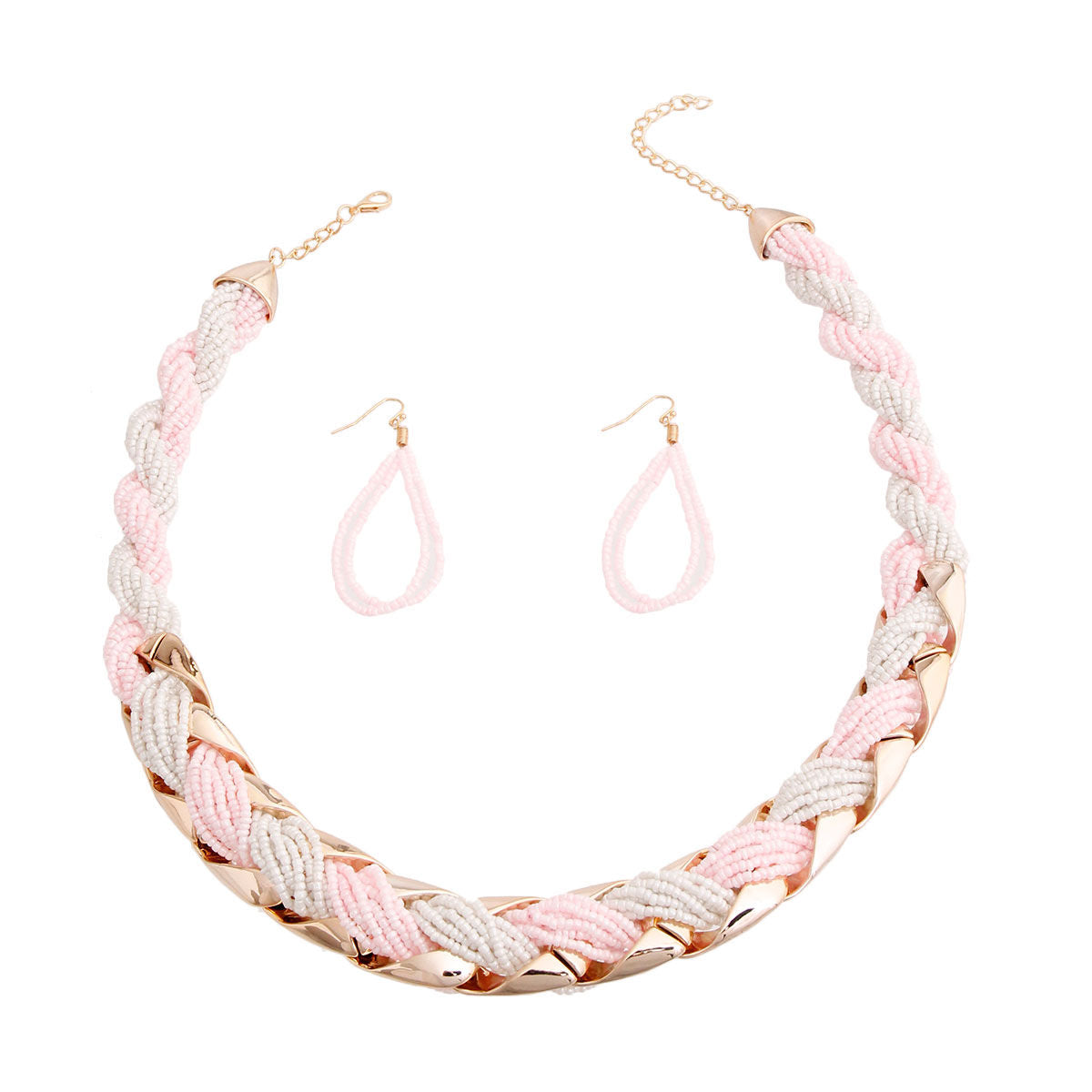 Pink and White Bead Twisted Necklace|24 inches - Premium Wholesale Jewelry from Pinktown - Just $11! Shop now at chiquestyles