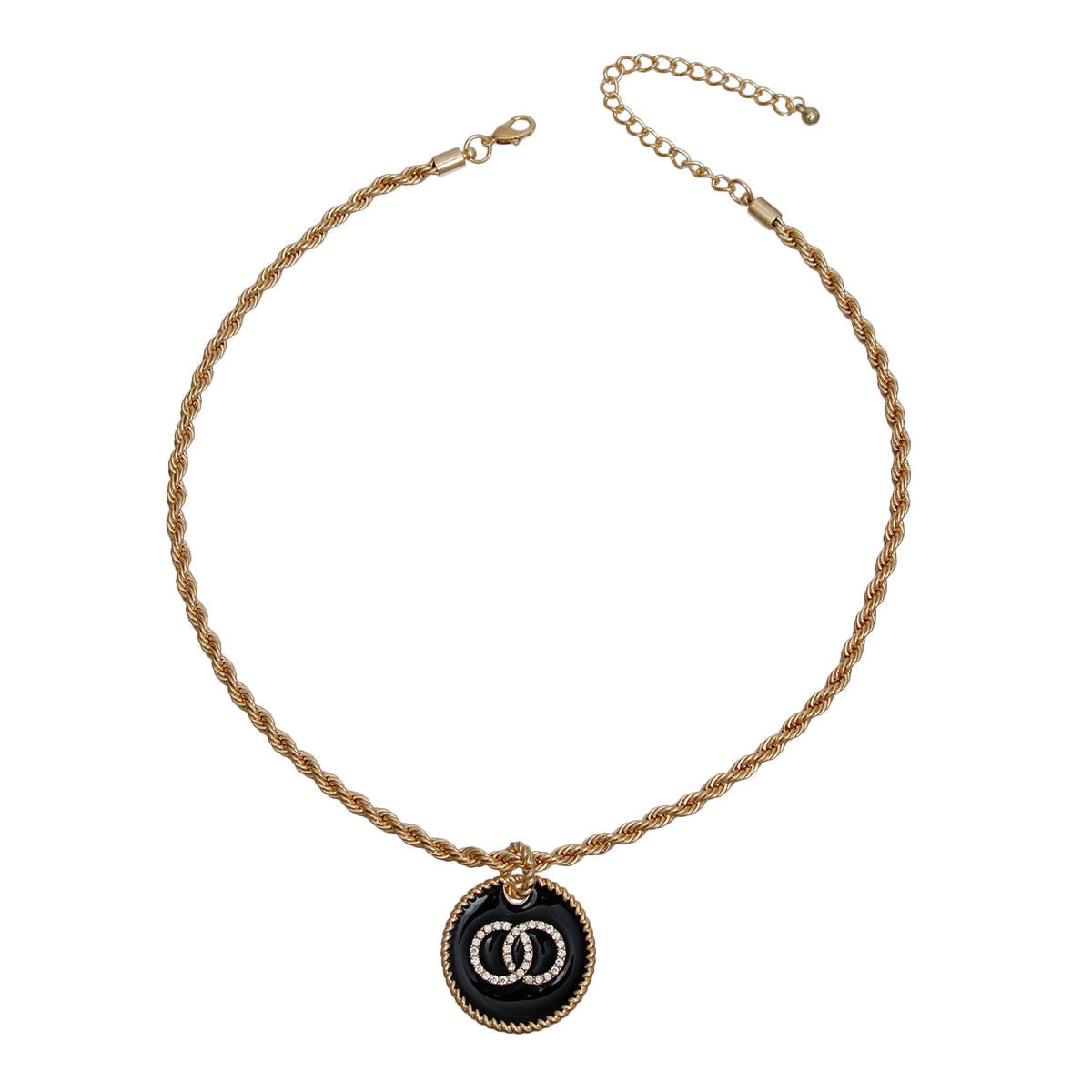 Black Infinity Pendant Gold Twisted Chain|18 inches - Premium Wholesale Jewelry from Pinktown - Just $12! Shop now at chiquestyles